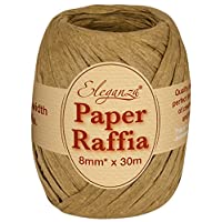 Eleganza 8 mm x 30 m bobinas de Rafia Rango de medición de o para Hacer Manualidades y de Regalo- No. marrón 76